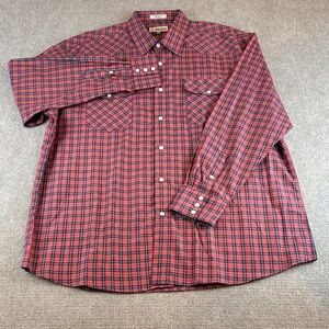 FoxFire Men's Button Down Western Pearl Snaps Red Plaid Long Sleeve Shirt XL NWT